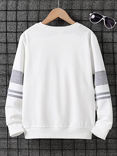 OYOANGLE Boy's Striped Print Long Sleeve Crew Neck Pullover Casual Sweatshirt Tops2