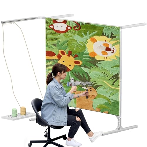 54 inch Rug Tufting Frame Kit Aluminum Metal Frame Primary Tufting Cloth Adjustable Rug Tufting Frame for for Machine Embroidery Sewing Tapestry Making and Tufting Beginners