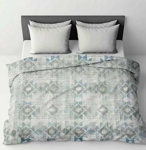 Image of LINENWALAS Premium Printed 100% Cotton Duvet Cover for Double Bed | Double Size Comforter Cover |Rajai Cover | Quilt Cover with Zipper Closure 90 x 100 Inches (Azure, Double Size)