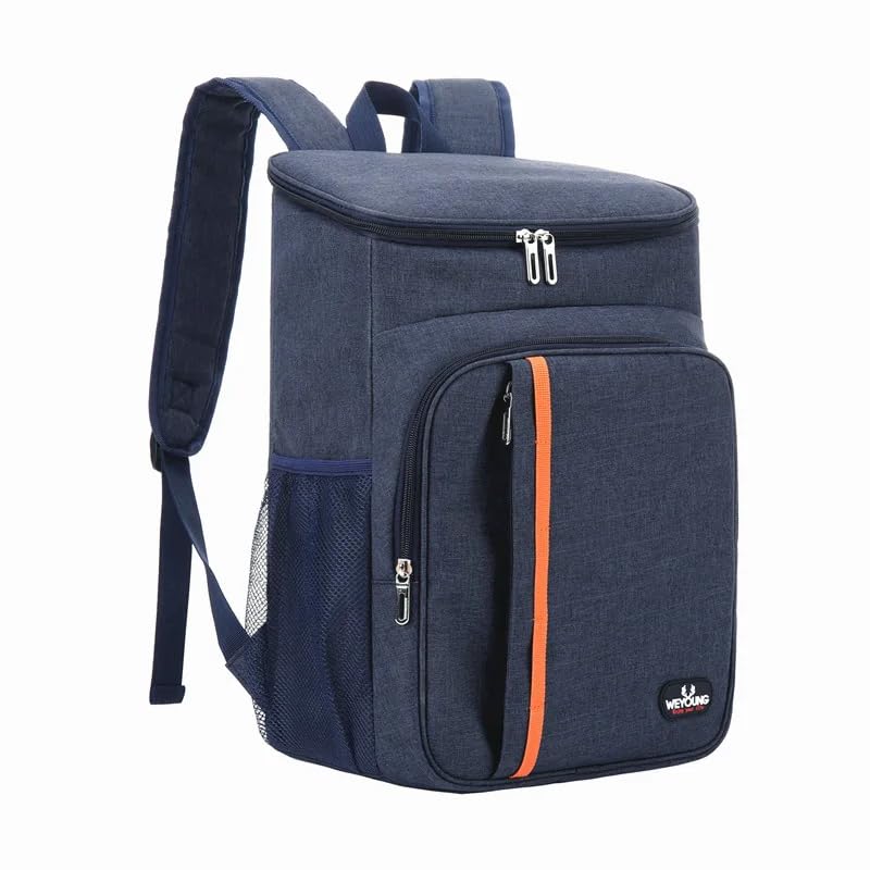 Mochila Térmica 30 Litros Impermeável à Prova de Vazamento – Bolsa Cooler Masculina e Feminina para Praia, Camping, Piquenique e Trabalho – Alça Acolchoada, Zíper Reforçado, Tecido Oxford Navy Blue