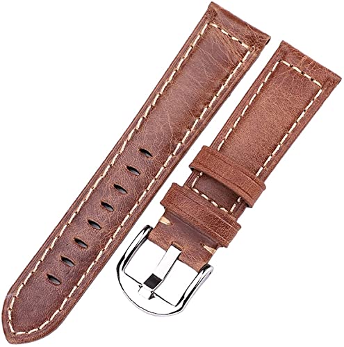 Bracelet montre 24mm cuir marron foncé lisse pour un style élégant au quotidien au bureau