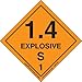 Labelmaster LEXP14S Explosive 1.4 S Label, Paper, Hazmat, 4" x 4" (Pack of 500)