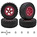 GLOBACT RC Truck Tires and Wheels 12mm Hex RC Tires and Rims with Foam Inserts for 1/10 Traxxas Slash Axial Redcat Rc4wd RC Monster Truck â€‹Buggy (Red)