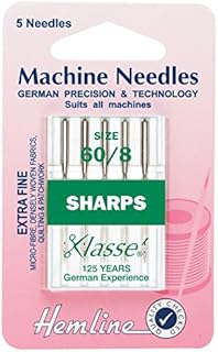 Hemline Sharps Micro Universal Sewing Machine Needles - per pack of 5