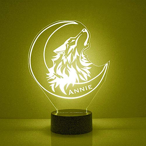MMS Wolf LED Night Light Lamp, Personalized with Your Name or Text, Remote Control with 15 Colors, 4 Light Modes, Customized Gift LED Lamp to Light Up the Room, USB Cord or Battery Power MMS Wolf LED Night Light Lamp, Personalized with Your Name or Text, Remote Control with 15 Colors, 4 Light Modes, Customized Gift LED Lamp to Light Up the Room, USB Cord or Battery Power