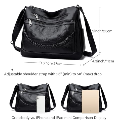 Crossbody Bag for Women Soft PU Leather Purses Handbags Pocketbooks Multi Pocket Shoulder Bag3
