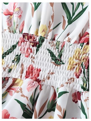 WDIRARA Girl's Floral Print Cami Dress Boho Spaghetti Strap Flared A Line Dresses4