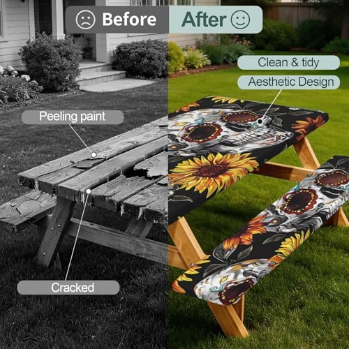 Housse de table de pique-nique bâche de protection banc 1,5m - 3