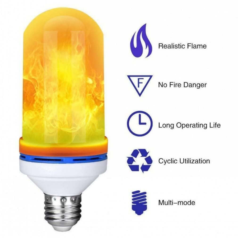Lampadina a LED E27 Lampada a 4 modalità Lampadina a Mais Sfarfallio LED Effetto Fiamma dinamica 9W 85V-265V per Illuminazione Domestica