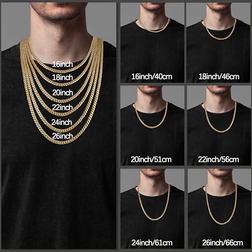 Eterjew Italian 4Mm Solid 18K Plated Gold Chain Necklace For Men Women, Men'S Cuban Link Chain Necklace thumb #4