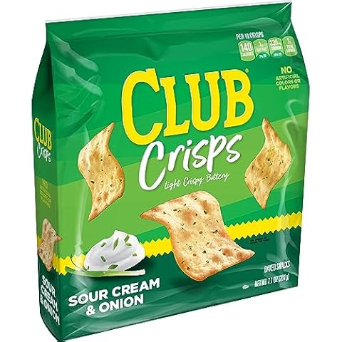 Club Cracker Crisps, Baked Snack Crackers, Party Snacks, Sour Cream and Onion, 7.1oz Bag (1 Bag) Cover