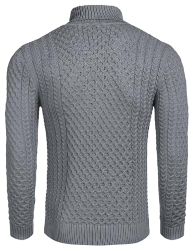 COOFANDY Men's Slim Fit Turtleneck Sweater Casual Knitted Twisted Pullover Solid Sweaters3