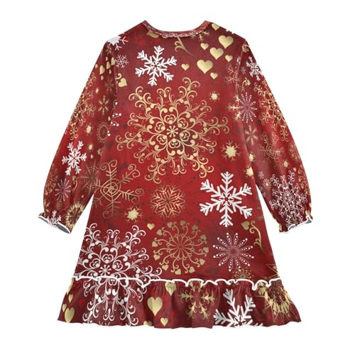 Bolaz Nightgowns Sleepwear Lightweight Nightdress Soft Pajamas Dress Christmas Snowflake for 3-10 Years2