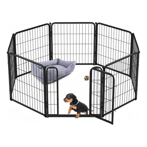 Pakabi ペットフェンス ペットケージ 折りたたみ式 中型犬と大型犬に最適 屋内でも屋外でも使用可能 組み立て簡単 軽量 持ち運び簡単 (幅60cm×高さ60cm 8枚,ホワイト)