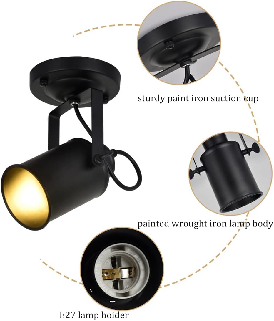 Ceiling Spotlight LED Black Modern Industrial Ceiling Light/Wall Lamp Adjustable Angle Indoor Decor Chandelier for Living Room Bedroom Shop Illumination COB Bulb 5W Warm Light
