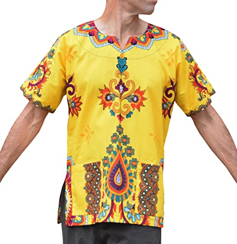 RaanPahMuang Spearhead Heart African Dashiki Shirt Radiant Colors Afrika Style