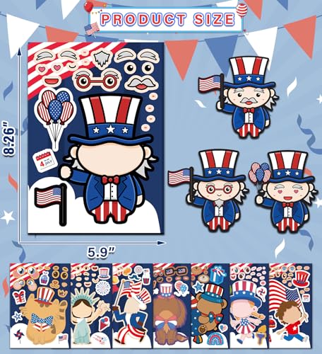 Save on 24Pcs Patriotic Stickers for 4th of July Decorations & Crafts - Image 2