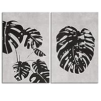 2 Panel Canvas Wall Art Black and White Flowers Canvas Prints Home Artwork Decoration for Living Room,Bedroom - 16