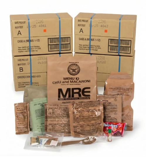 2026 Inspection MRE, U.S. MRE Meals, Emergency Supplies, Emergency Food Supply, Survival Food, Freeze Dried Food w/Flameless Heater, Ready Meals (Variety Pack of 24) – (2 x A and 2 x B Case Fresh Stock) MREs have 10 Year Shelf Life From Inspection Date (4)