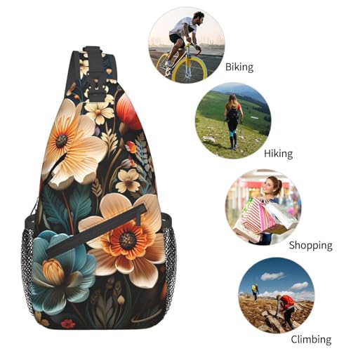 Bolso tipo sling pequeño con patrón floral para senderismo miniatura 6