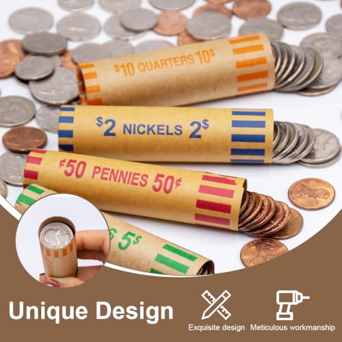 IKOPFLN 4 Stück Münzhülsen,Münzpapier in Tubenform, münzhüllen,münzrollen münzrollenpapier geld organizer geldrollen hülsen