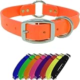 Regal Dog Products Small Orange Waterproof Dog Collar with Heavy Duty Center Ring, Double Buckle & D
