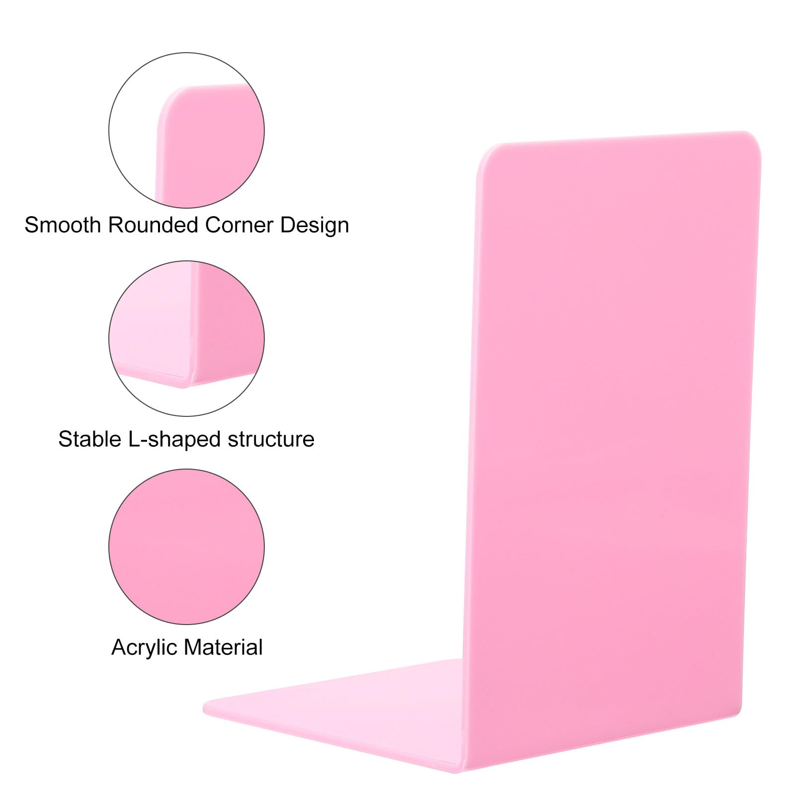 PATIKIL Acrilico Fermalibri, 2pz Plastica L-forma Fermalibri per Mensole Scrivania Mensola Libri Magazine Organizzatore Supporto Supporto per Ufficio Casa Studio Camera, Rosa Rosso
