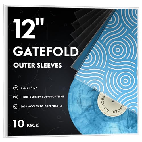 TAKMORK Gatefold - Custodie protettive per dischi in vinile da 30,5 cm, in plastica trasparente, 10 pezzi