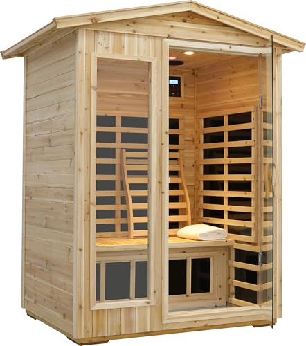 LTCCDSS Low EMF Outdoor Sauna 2 Person, Far Infrared Sauna Room for Home, Soft Fir Wood,...