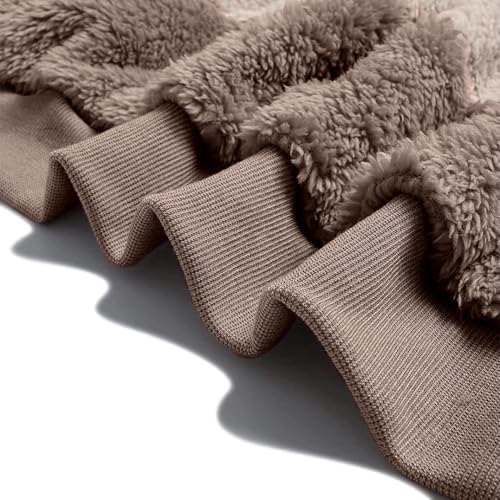 Livonmone Fleecejacke Hoodie Damen Kapuzenpullover Teddy-Fleece Warm Herbst Wintermantel Stilvoller ReißVerschluss Fellmantel PlüSchjacke Mit Taschen (Braun, M)