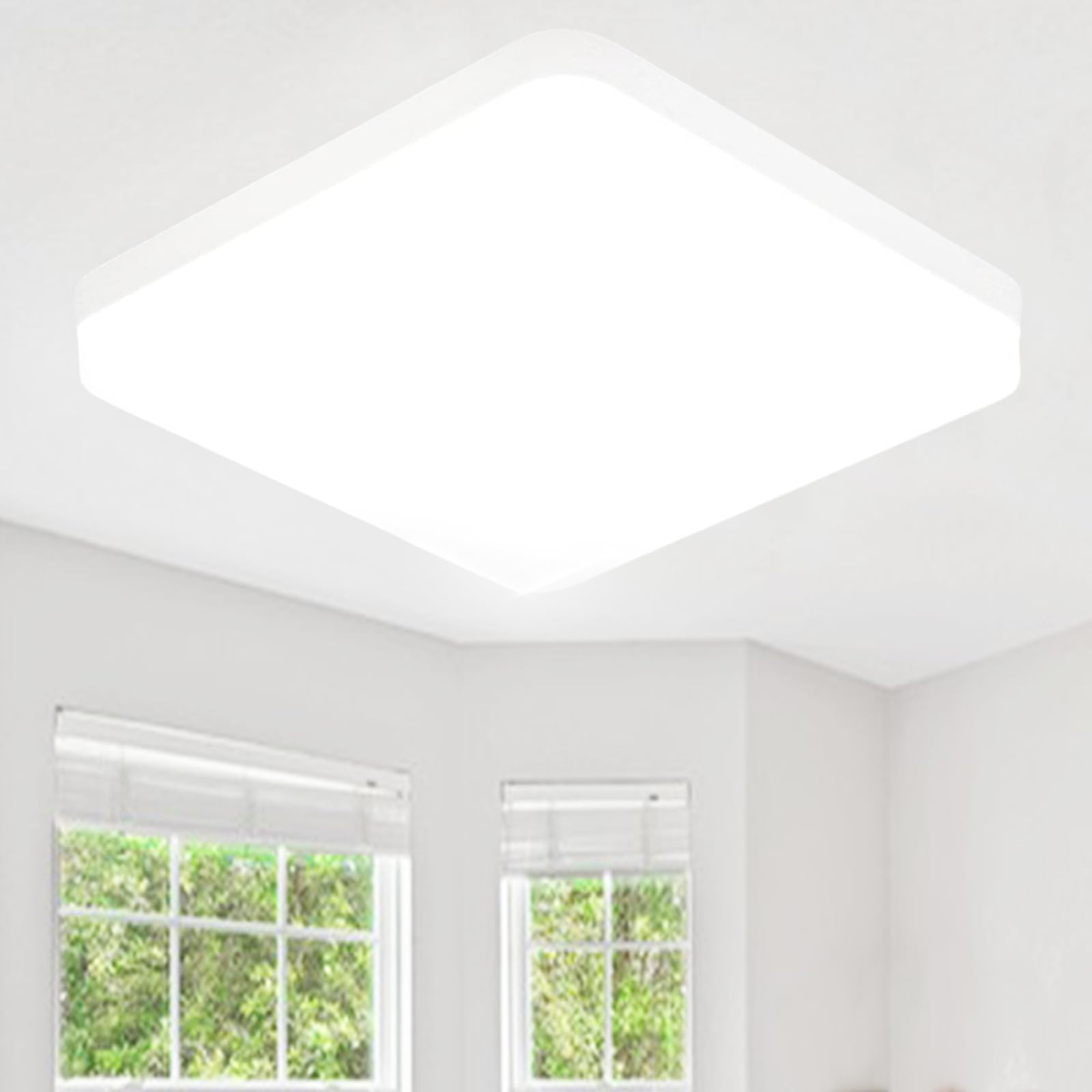 Eyesgood Lampara Techo, Plafon LED Techo 36W Lampara Techo Dormitorio,3240LM 6500K Lamparas de Techo,IP44 Plafones Para Techo LED, Luz LED Cuadrado Blanco Para Cocina Baño Habitacion Ø230*H40mm