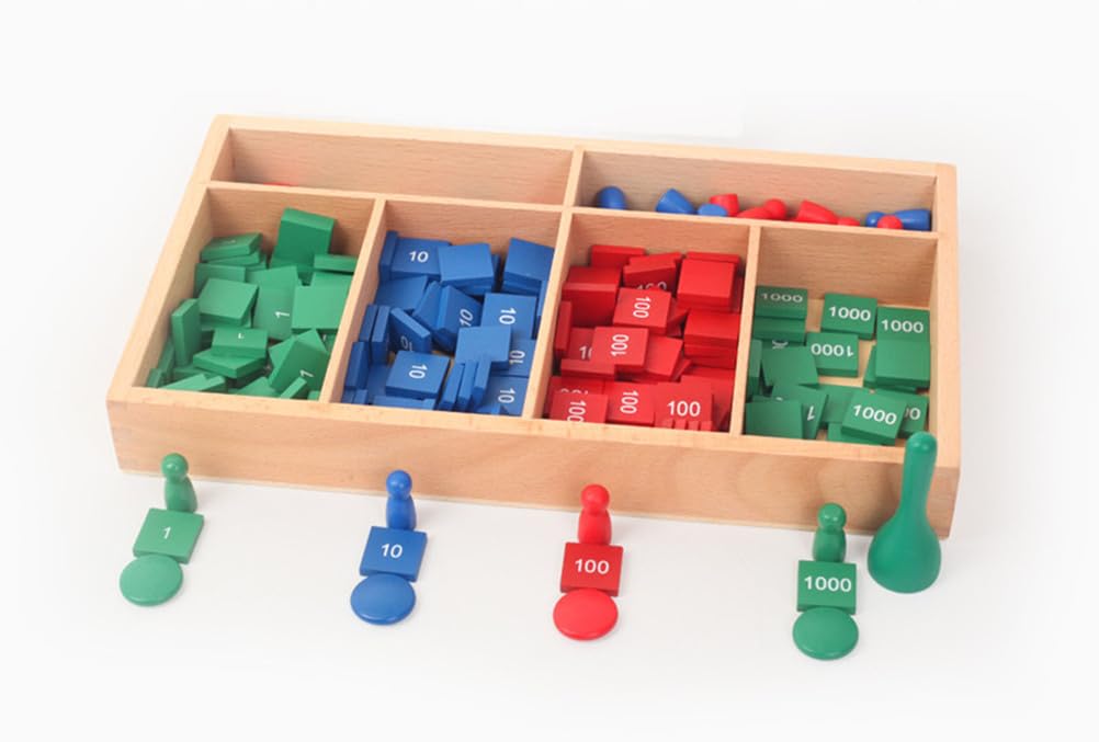 Juego de Sellos Montessori, Set de Manipulativos de Matemáticas de Madera para Niños