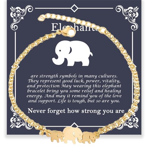 Stainless Steel Elephant Chain Link Bracelet - Motivational Gifts for Women & Mothers Day