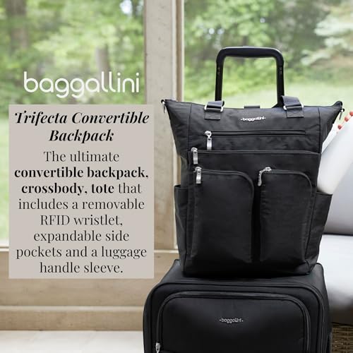 Baggallini All Set 3 in 1 Tote Backpack - 15"x10.5" Lightweight Travel Bag w/RFID Phone Wristlet2