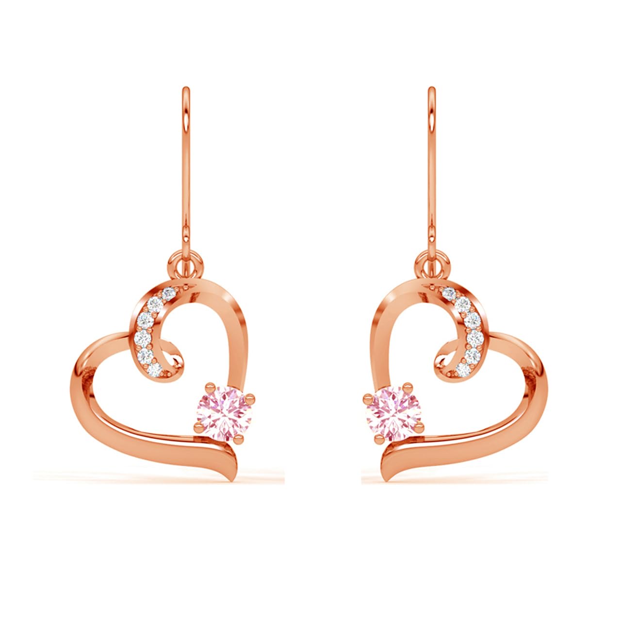 CLARA 925 Sterling Silver Pink Heart Earrings | Rose Gold Plated, Swiss Zirconia | Gift for Women & Girls (B0CNLX3NY2) Amazon Price History, Amazon Price Tracker
