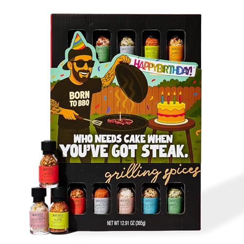 Image of Smokehouse by Thoughtfully, Gourmet Ultimate Grilling Spice Set with Birthday Wrap, Includes 20 BBQ Seasonings & Rubs Like Chili Garlic, Italian, and Cajun, Gift for Him, Dad, or Grill Lovers
