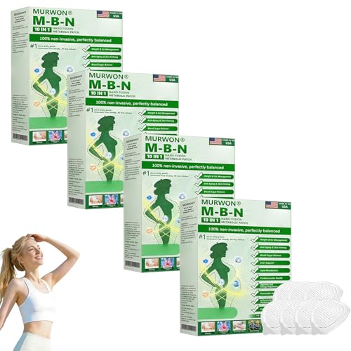 MURWON M-B-N 10-in-1 Nano Fusion Metabolic Patch 2026 New MURWON Moringa Patches - 7 Tablets/Box Natural Nano Skin Metabolic Patches for Women and Men - Gentle Formula for All Skin (4 Boxes)