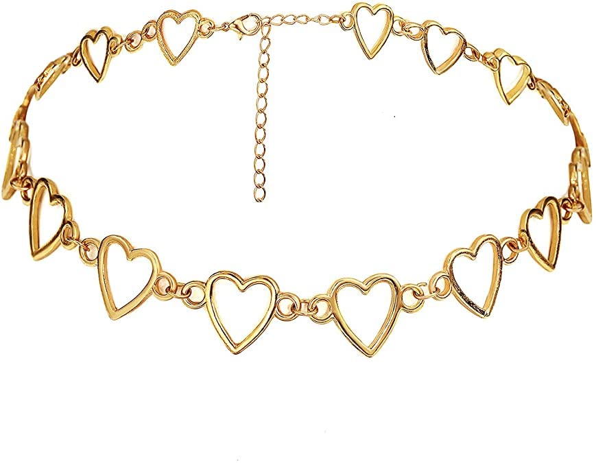 El Regalo Hollow Heart Choker Necklace for Girls & Women- Geometric Heart Choker Statement Clavicle Necklace for Women Girls Necklace Jewelry (Silver & Golden Heart, 2) (B09W59DVQV) Amazon Price History, Amazon Price Tracker
