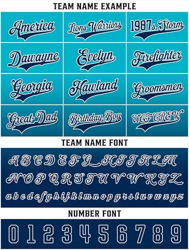 Custom Gradient Baseball Jersey Hip Hop Button Down Shirts Personalized Name Number Logo for Men Women Youth Kids, Teal Blue Jersey Fan Gift miniatura 4