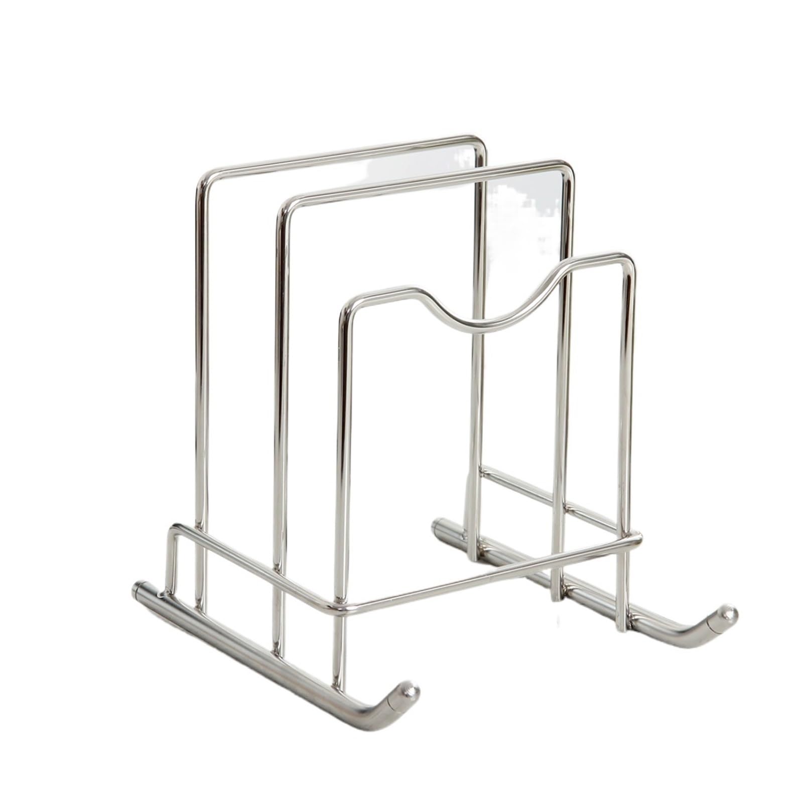 FonHNDG Cutting board holder 1 Pc Stainless Steel Thick Wire Pot Cover Rack, Cutting Board, Space Saving Kitchen Countertop Storage