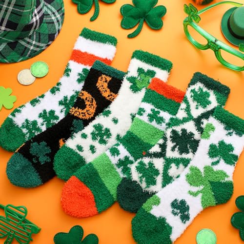 Image of Skicuff 6 Pairs Women Fuzzy Socks Bulk Slipper Warm Sleeping Crew Socks for Women Men Microfiber Soft Holiday Teacher Gifts