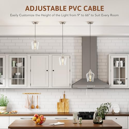 Vonluce COZHCF2805NI Pendant Light Kitchen Island, Brushed Nickel Pendant Light Fixture thumb #1