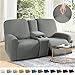 88JUNYh Recliner Chair Covers 8PCS/Set Recliner Sofa Covers All-Inclusive Loveseat Center Console Design Elastic 2 Seater Couch Slipcovers(Black)