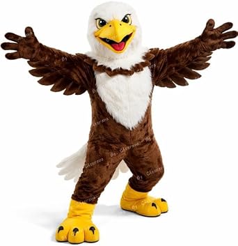 Eagle Mascot Costume for Adults Full Body Plush Eagle Mascot with Wings for School Events & Sports Teams