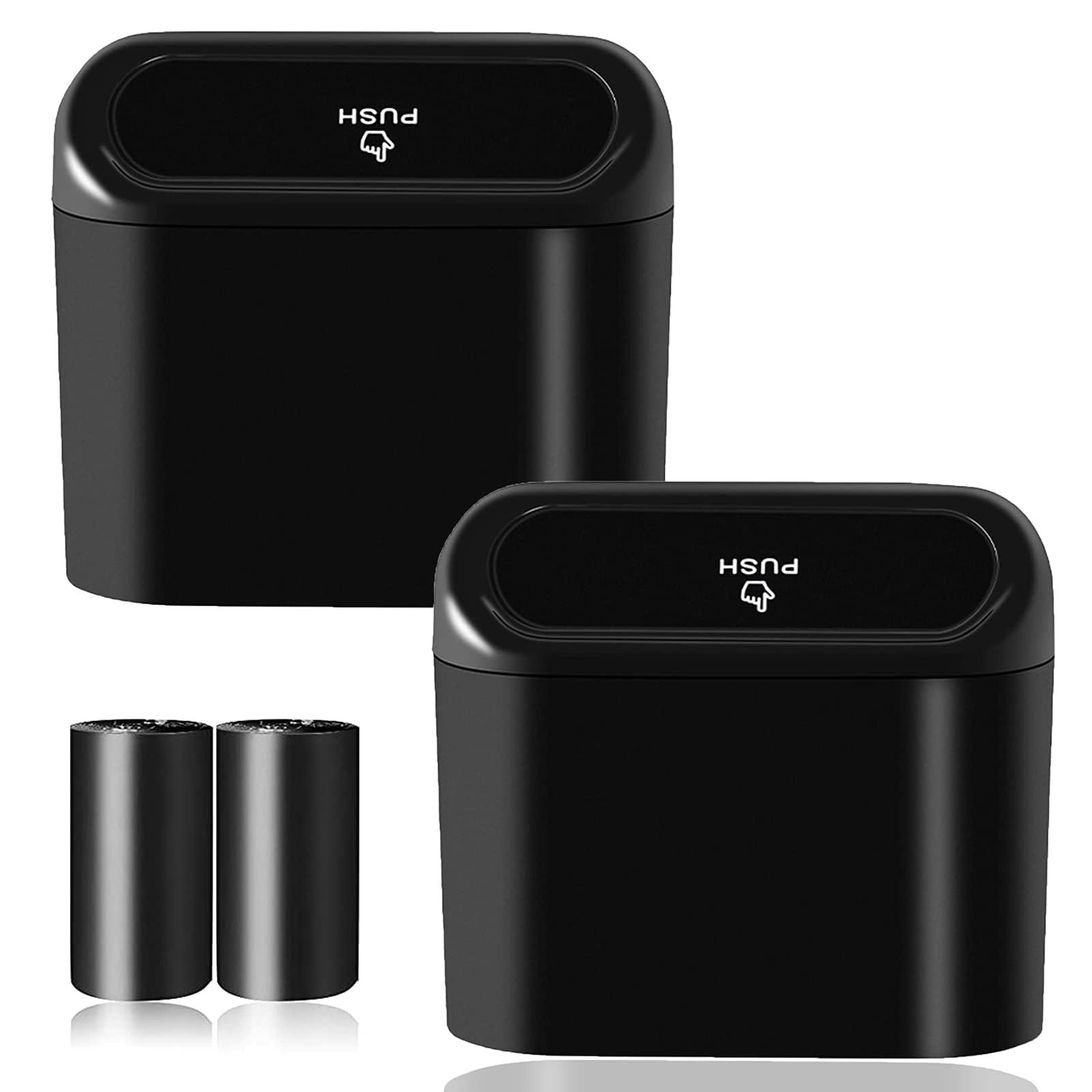 2 Pack Car Trash Can for 2019-2024 Chevy Silverado 1500, Hanging Garbage Bin with Lid Organizer Storage Box Waterproof Black ABS Plastic