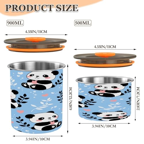 Envase hermético para café de acero inoxidable Panda 17oz miniatura 2