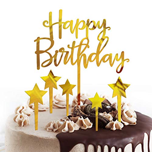 SVM CRAFT® Acrylic Happy birthday with stars 2 Gold Cake Topper Acrylic Cake Toppers Happy Birthday Cake Topper Cake Decoration Party Supplies for Children or Adults Various Cupcake Topper (B08HDFRR8P) Amazon Price History, Amazon Price Tracker