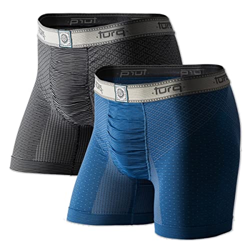 Turq Mens Underwear Boxer Brief | Anti Chafing, Moisture Wicking, Athletic & Swimming Underwear for Men (All 2-Packs)