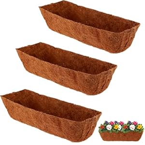 3 Pack Rectangle Coco Liner 36 Inch Hanging Basket Liners 100% Natural Coconut Husk Liners for Planters Window Box Planter Inserts for Large Pots Trough Planters Outdoor Garden Decoration