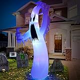 Sizonjoy 12 Ft Giant Halloween Inflatable Ghost, Blow Up Halloween Decorations Outdoor Built-in Changing LED Lights for Outdoor Indoor Yard Garden